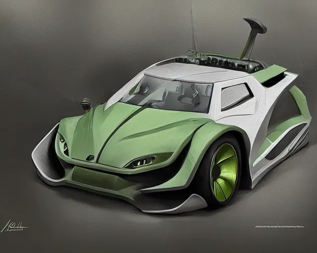 Image similar to car design in the style of yoda, amazing concept art, award - winning photorealistic illustration hdr 8 k