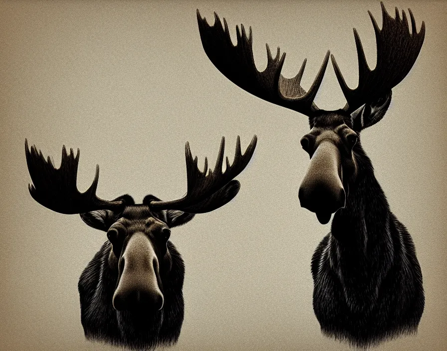 Prompt: moose in ambrotype, digital painting, trending on artstation, sharp focus, 4 k