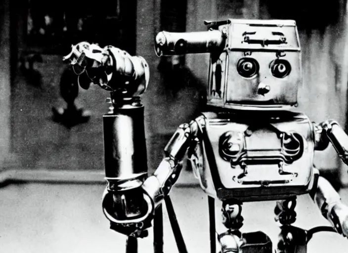 Image similar to robot from a 1910s science fiction film