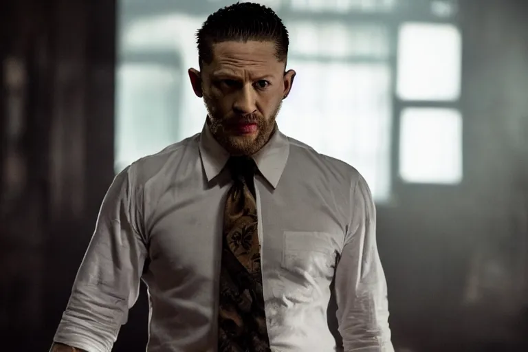 Image similar to film still of Tom Hardy as Max Payne in the Max Payne movie, 4k