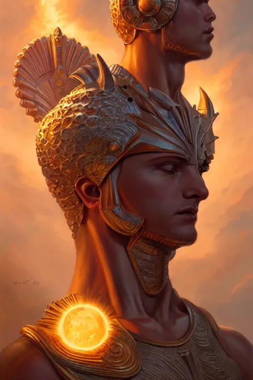 Image similar to apollo humanoid god of the sun, highly detailed, d & d, fantasy, highly detailed, digital painting, trending on artstation, concept art, sharp focus, illustration, art by artgerm and greg rutkowski and magali villeneuve