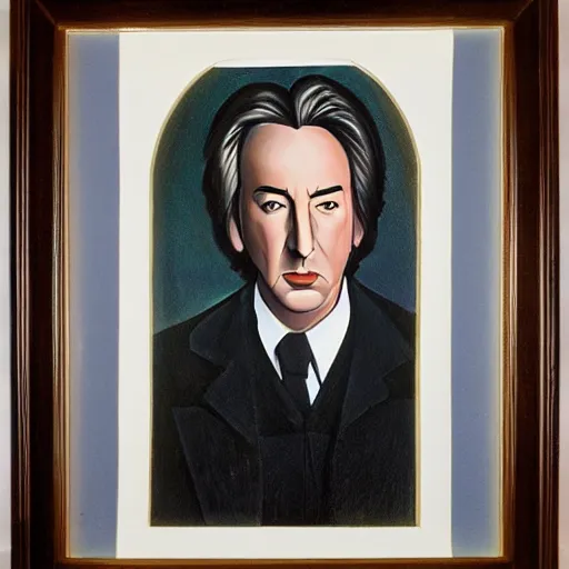 Image similar to portrait of alan rickman on the style of amadeo modigliani