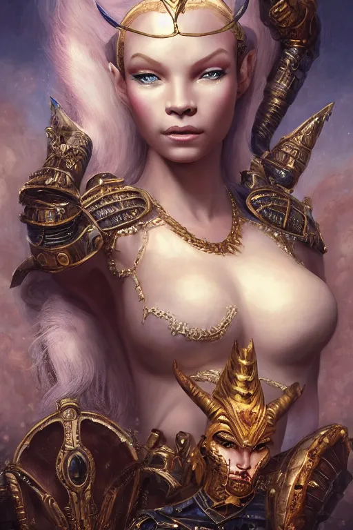 Image similar to old world masters portrait of a beautiful female hybrid atlantean anubis alien warrior elsa jean, regal, realistic, refined, detailed digital art, francois boucher, oil painting, michael cheval, esao andrews, steampunk, walt disney ( 1 9 3 7 ), highly detailed, cinematic lighting, unreal engine, 8 k, hd