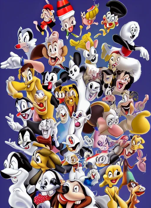 Image similar to a hyper realistic ultra realistic photograph of the animaniacs, highly detailed, 8k photo