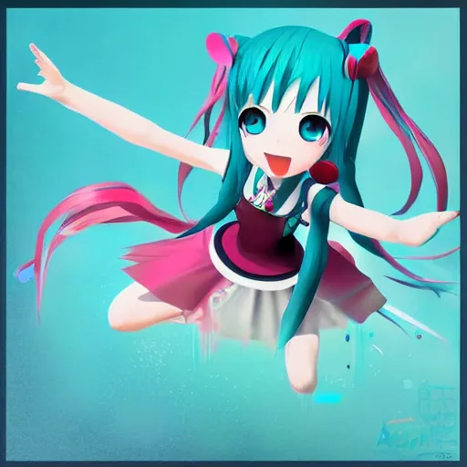 Prompt: dancing miku Trending on Artstation