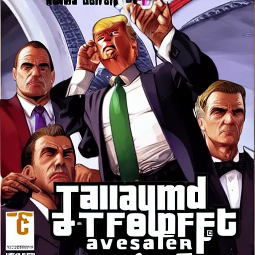 Prompt: donald trump as a mob boss, gta 5 cover