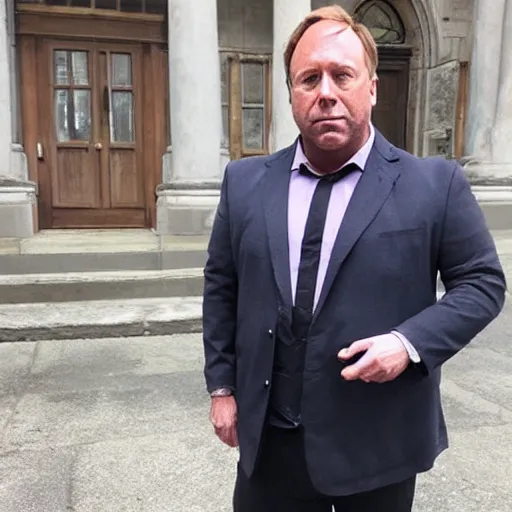 Image similar to photo of alex jones cosplaying harry potter.