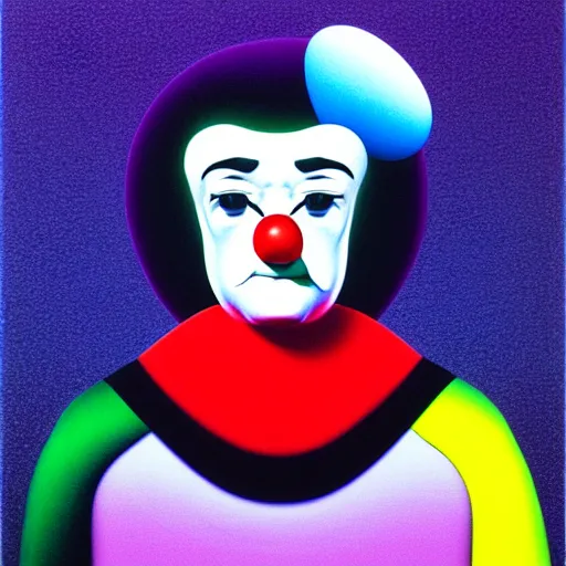 Image similar to sad clown by shusei nagaoka, kaws, david rudnick, airbrush on canvas, pastell colours, cell shaded, 8 k