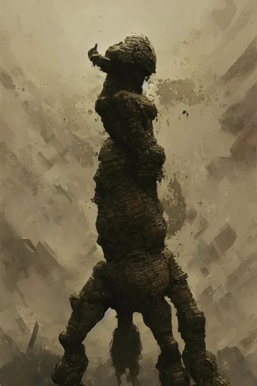 Image similar to looking up at a bronze golem, intricate, elegant, highly detailed, john park, frazetta, sparth, ruan jia, jeffrey catherine jones