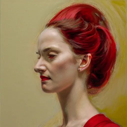 Prompt: portrait of a woman wearing white and red, by donato giancola