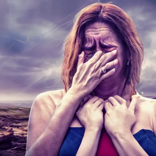 Image similar to woman crying next to a knight's body, cinematic, dramatic scene