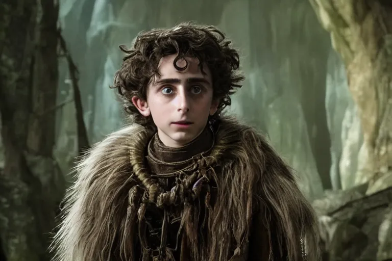 Image similar to timothee chalamet plays a gelfling in the dark crystal : age of resistance, highly detailed, cinematic lighting, red weapon 8 k s 3 5, cooke anamorphic / i lenses