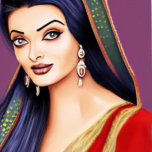 Inspired by Aishwarya Rai Portrait Painting Drawing 