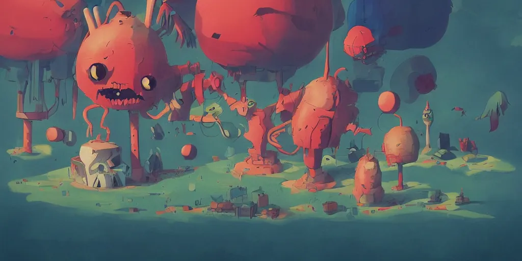 Image similar to cute anime monsters on Instagram by Goro Fujita and Simon Stalenhag and Kandinsky and Magritte and Basquiat, 8k, trending on artstation, hyper detailed, cinematic