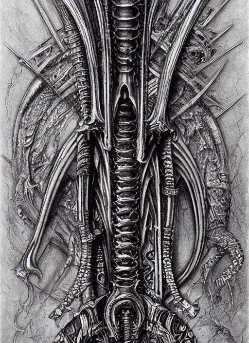 Image similar to giger, h. r. - intricately detailed katana!!!!!