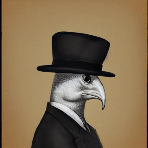 Prompt: gentlemanly bird wearing a bowler hat