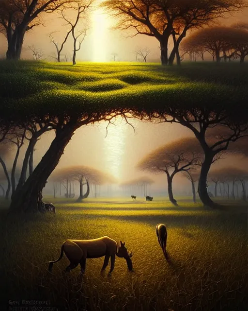 Prompt: a hyper - detailed 3 d render like an oil painting of illusions of the black oak savanna ecosystem, surrealism!!!!! surreal concept art, lifelike, photorealistic, digital painting, aesthetic, smooth, sharp focus, artstation hd, by greg rutkowski, bruce pennington, valentina remenar, rhads, asher duran,