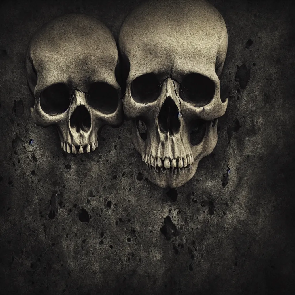 Prompt: creepy skull, central composition, dark and mysterious, atmospheric, cinematic, 4k, ultra detail, ultra realistic