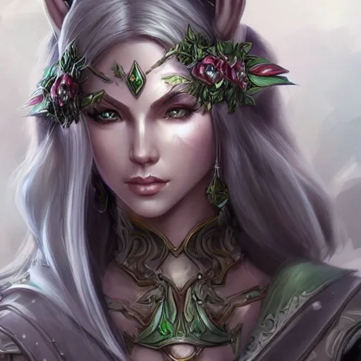 Image similar to world of warcraft elven druid, fantasy, elegant, highly detailed, artstation, concept art, smooth, sharp focus, illustration, art by artgerm