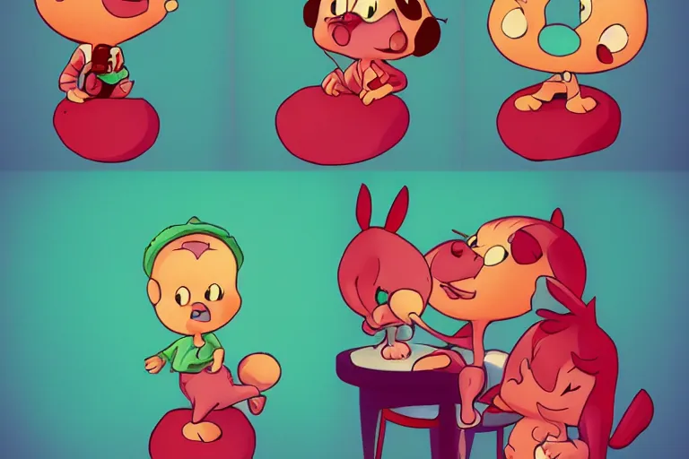 Image similar to the cutest baby sitting in strawberries artstation golden hour trending on Flickr pink and green cartoon looney toons