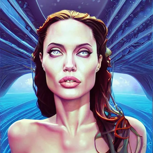 Image similar to underwater lofi portait of angelina jolie, Pixar style, by Tristan Eaton Stanley Artgerm and Tom Bagshaw.