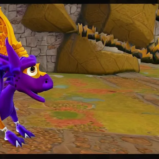 Image similar to screenshot of a griffin bard as an npc in spyro the dragon video game, with playstation 1 graphics, activision blizzard, upscaled to high resolution