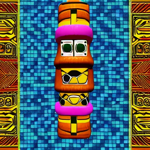 Image similar to tileable tribal totem pole texture, banjo kazooie, n 6 4, ps 1, game texture