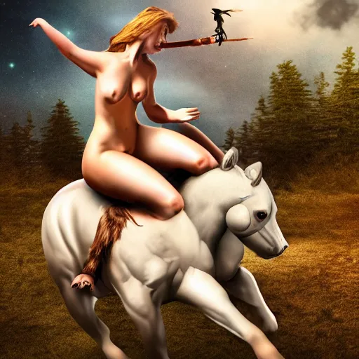 Image similar to a a bear rides a centaur, hyper detailed, photo taken on a nikon, 4k, ultra high quality