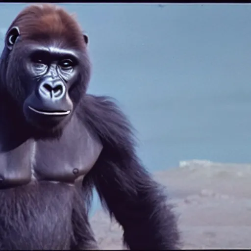 Prompt: film still of a gorilla in star wars as luke skywalker