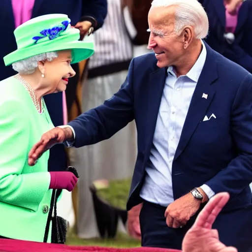 Image similar to queen isabel slapping joe biden