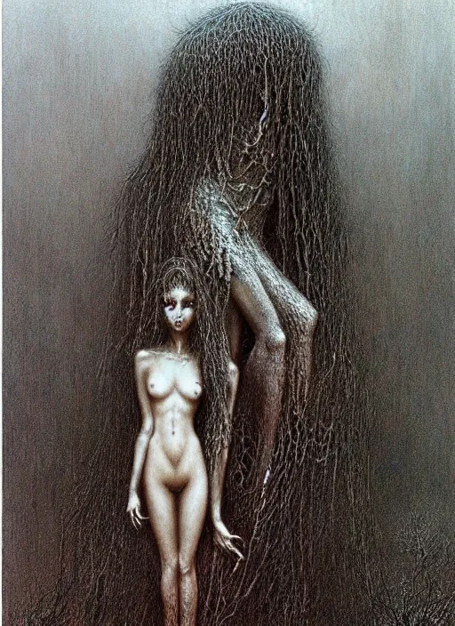 Image similar to love by Beksinski and Luis Royo