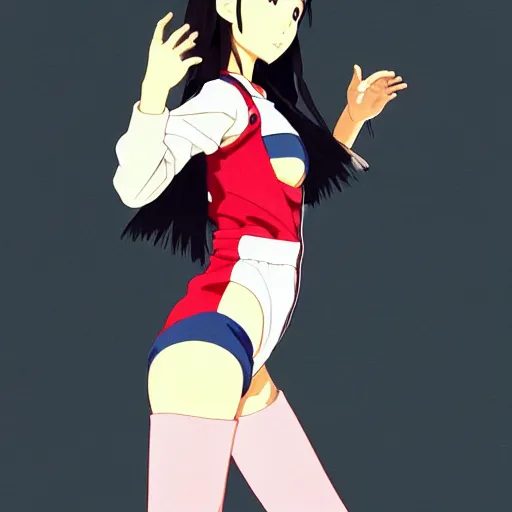 Image similar to a beautiful japanese natalie portman gravure model, wearing oversized native designer bomber jacket and leotard with overalls, bulky poofy bomber jacket with mesoamerican patterns, mesoamerican native street fashion, gapmoe yandere grimdark, trending on pixiv fanbox, painted by greg rutkowski makoto shinkai takashi takeuchi studio ghibli, akihiko yoshida