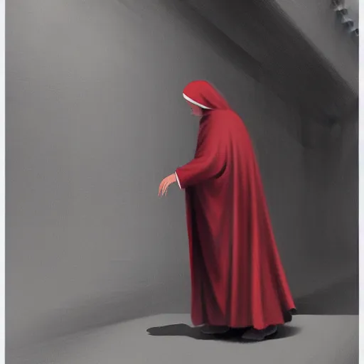 Image similar to the red nun, side profile, trending on artstation, 8 k, by gerard brom and zdzisław beksinski