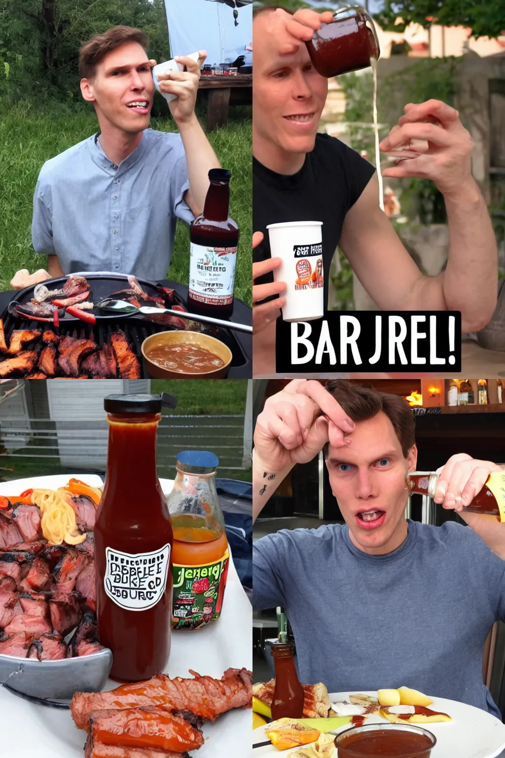 Prompt: jerma985 drinking barbeque sauce