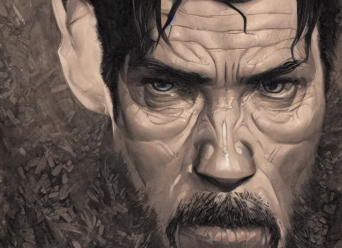 Prompt: a highly detailed ( ( ( ( ( gorilla ) ) ) ) ) portrait of stephen strange, james gurney, james jean