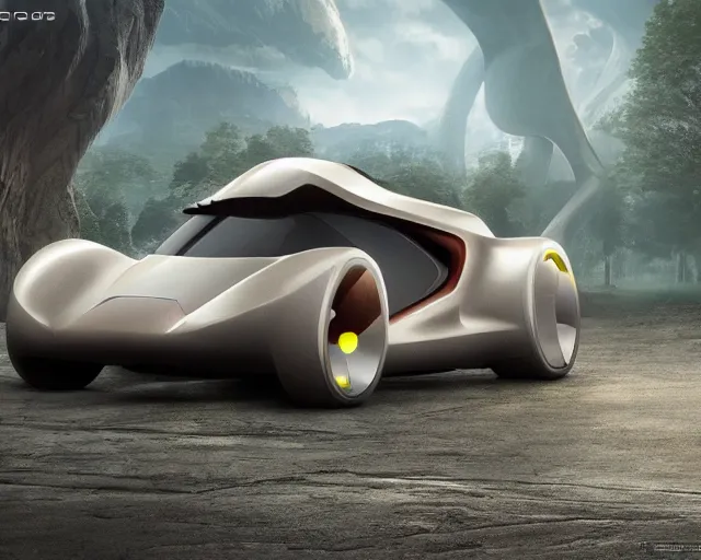 Prompt: futuristic car design, amazing concept art, award - winning photorealistic illustration in the style of the land before time. hdr 8 k