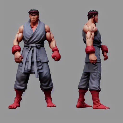 Prompt: zbrush sculpture of ryu from street fighter trending on artstation S- 3814655743 n-5