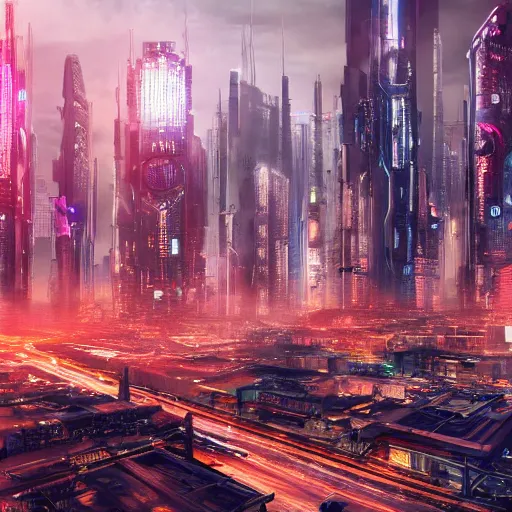 Cyberpunk, city, buildings, art HD wallpaper