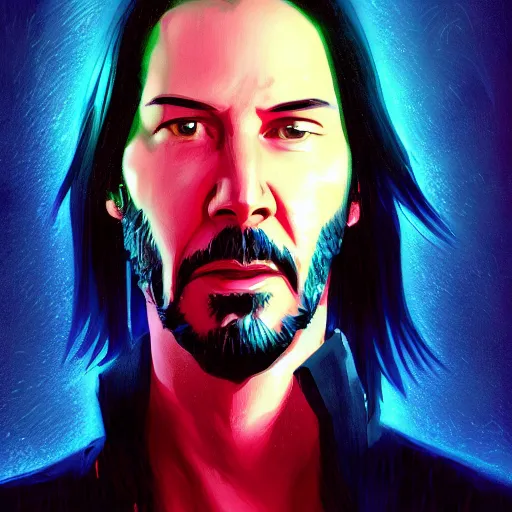 Prompt: portrait of keanu reeves as neo from the matrix, futuristic background, rich vivid colors, ambient lighting, dynamic lighting, 4k, official media, anime key visual, makoto shinkai, ilya kuvshinov, lois van baarle, rossdraws, detailed, trending on artstation