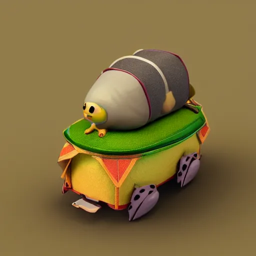 Image similar to a toad carrying a taco backpack, 3D render, octane renderer