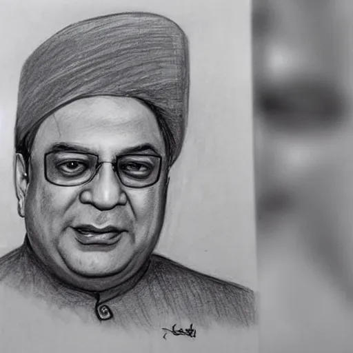 Image similar to nawaz sharif with dog style faced, pencil sketch