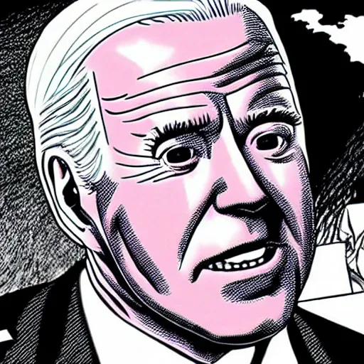 Prompt: Joe Biden junji ito manga