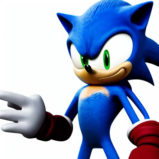 Prompt: 3 d animated sonic wearing an ironman suit