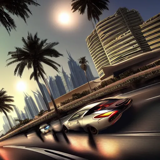 Image similar to gta : dubai, by andree wallin