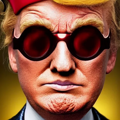 Image similar to portrait of donald trump as willy wonka in avengers movie, fantasy, splash art, avengers movie, movie still, detailed face, photorealistic facial features, cinematic lighting, dramatic, octane render, long lens, shallow depth of field, bokeh, anamorphic lens flare, 8 k, hyper detailed, 3 5 mm film grain