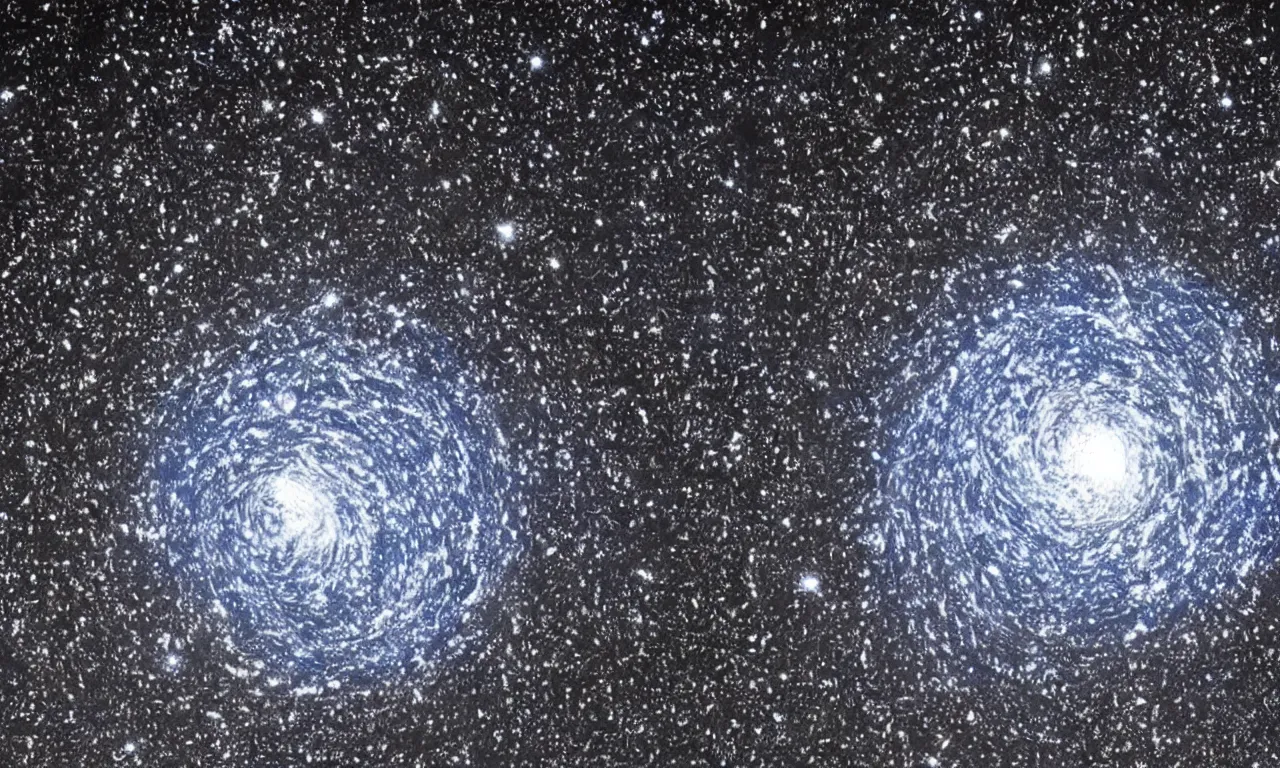 Image similar to space junk forms tiled vortex in empty dark space