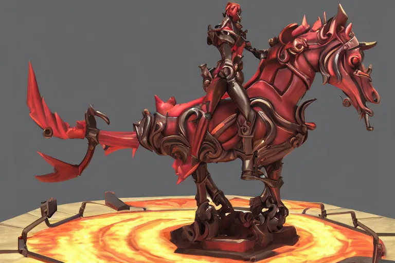 Image similar to 3d sculpt of an evil ironwork carousel horse, artstaton, League of Legends, overwatch, digital illustration