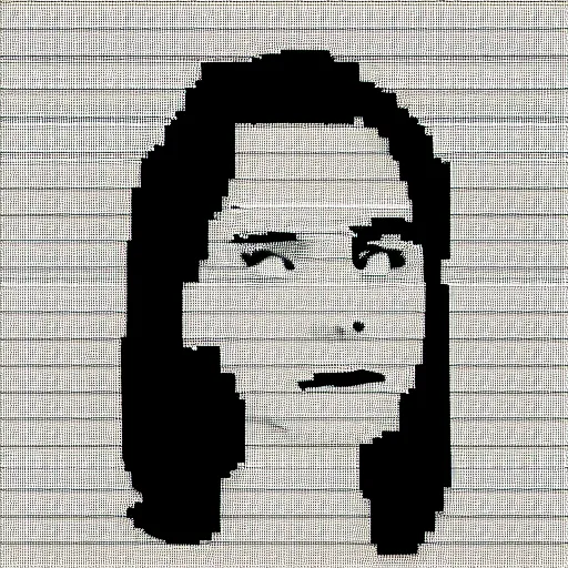 Prompt: portrait of emma watsons in the style of a dot matrix printer print out!!