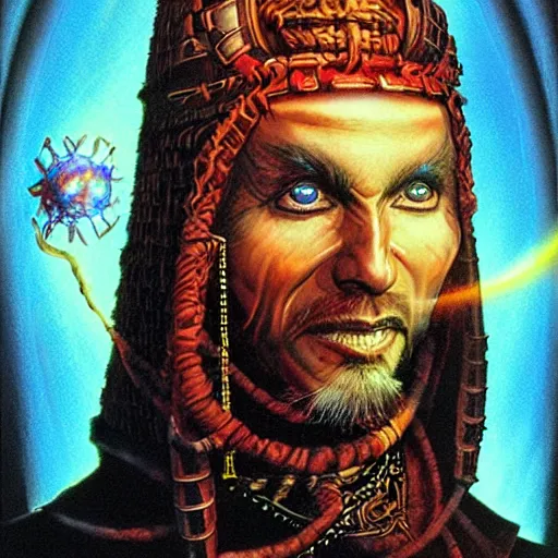 Prompt: vassago, diviner of the future, adviser to the wise, airbrush art, drew struzan illustration art, key art, portrait