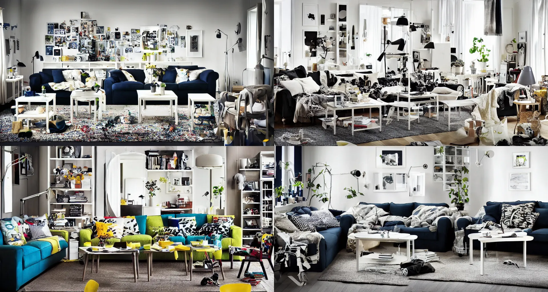 Prompt: IKEA catalogue photo of a living room, by Jackson Pollock